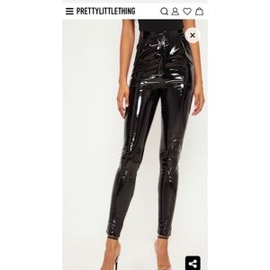Tall Black Vinyl Slim Leg Pant Pretty Little Thing